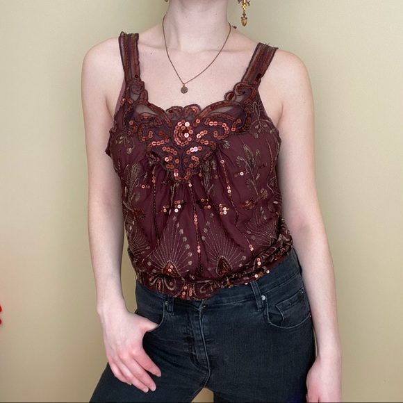 H&M Brown Sequin Tank Top - Picture 2 of 5